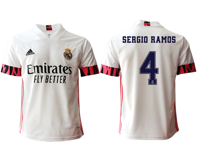 Men 2020-2021 club Real Madrid home aaa version #4 white Soccer Jerseys->real madrid jersey->Soccer Club Jersey